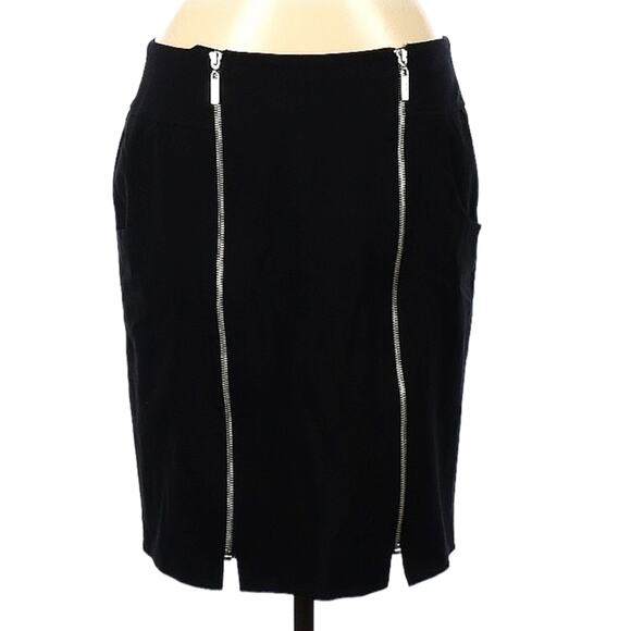 Adrienne Vittadini Studio Skirt Black Double Zip Front Women's 6 Career Office - Picture 1 of 13
